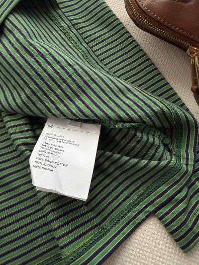 Miu Miu Crew Neck Long Sleeve T-Shirt in Green and Navy