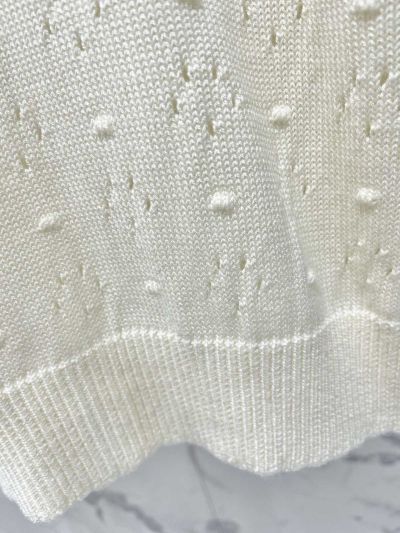 Miu Miu Crew Neck Openwork Cardigan in White