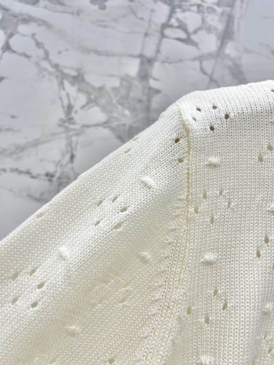 Miu Miu Crew Neck Openwork Cardigan in White