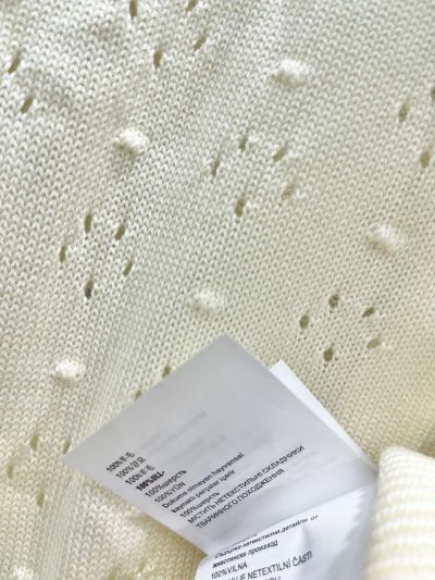 Miu Miu Crew Neck Openwork Cardigan in White