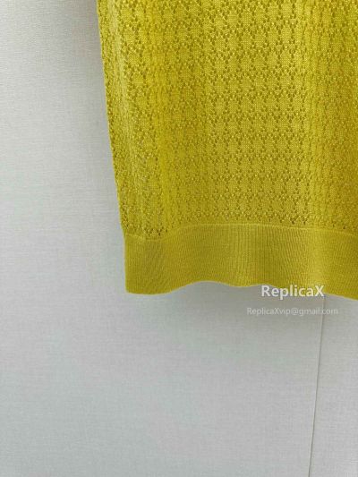 Miu Miu Crew Neck Short Sleeve Sweater in Yellow