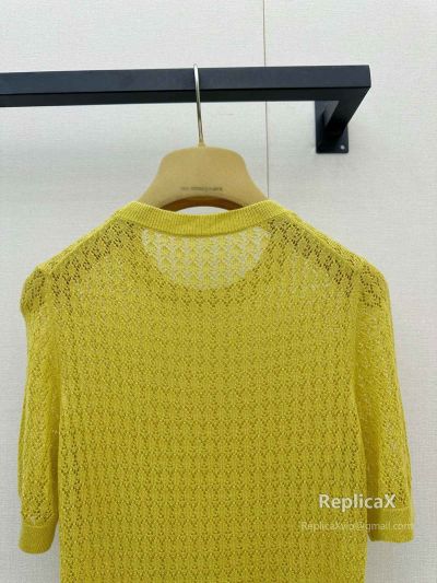 Miu Miu Crew Neck Short Sleeve Sweater in Yellow