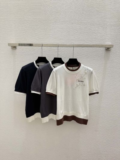 Miu Miu Crew Neck Short Sleeve T-Shirt
