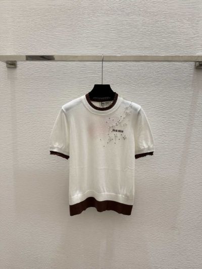 Miu Miu Crew Neck Short Sleeve T-Shirt