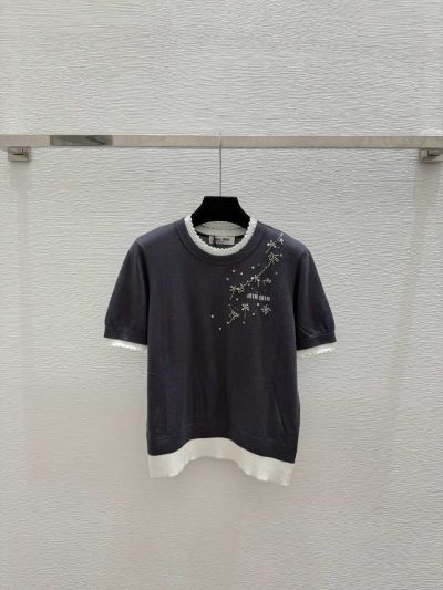 Miu Miu Crew Neck Short Sleeve T-Shirt