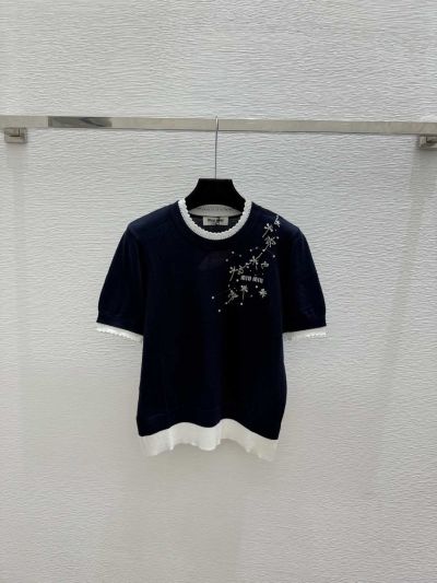 Miu Miu Crew Neck Short Sleeve T-Shirt