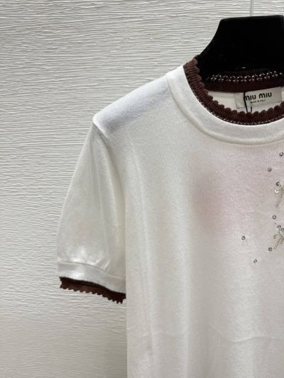 Miu Miu Crew Neck Short Sleeve T-Shirt