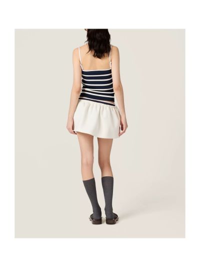 Miu Miu Cropped Contrast-Trim Top in Navy and White