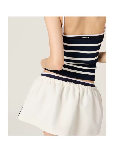 Miu Miu Cropped Contrast-Trim Top in Navy and White