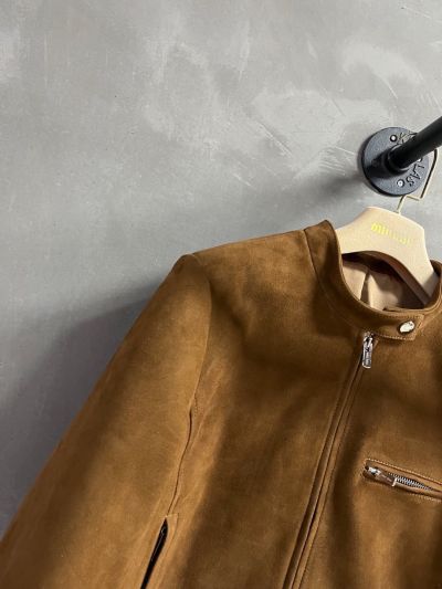 Miu Miu Cropped Turn-Down Collar Coat in Brown