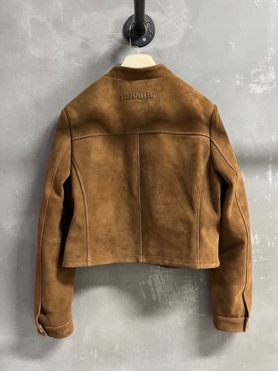 Miu Miu Cropped Turn-Down Collar Coat in Brown