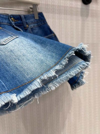 Miu Miu Denim Fringe Pants in Blue