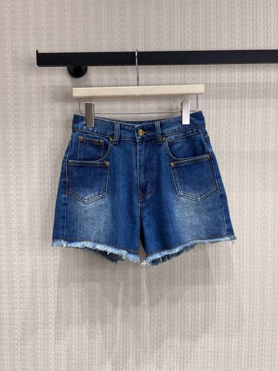 Miu Miu Denim Fringe Pants in Blue