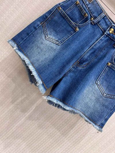 Miu Miu Denim Fringe Pants in Blue