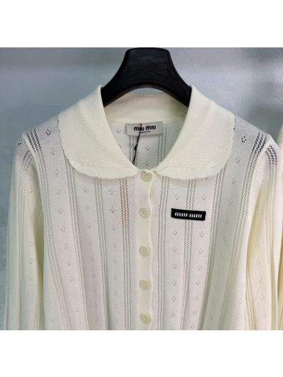 Miu Miu Embroidered Button-Front Set in White