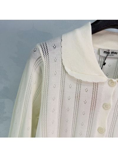 Miu Miu Embroidered Button-Front Set in White