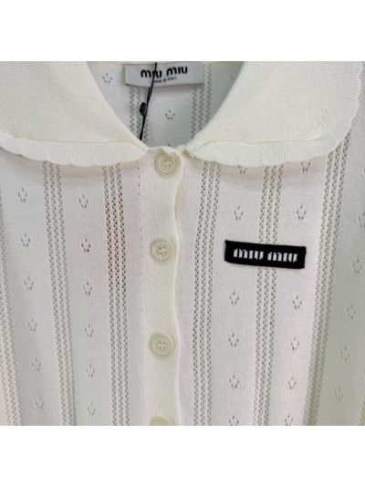 Miu Miu Embroidered Button-Front Set in White