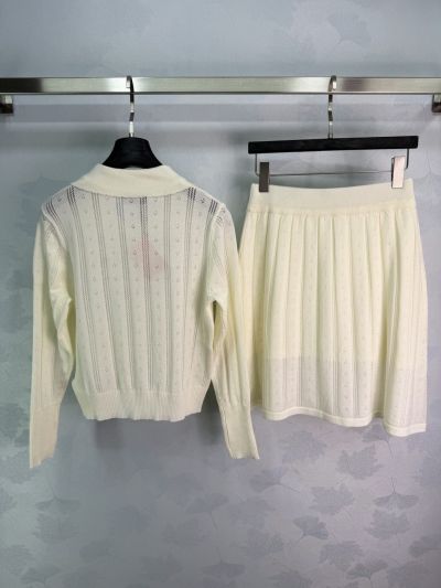 Miu Miu Embroidered Button-Front Set in White