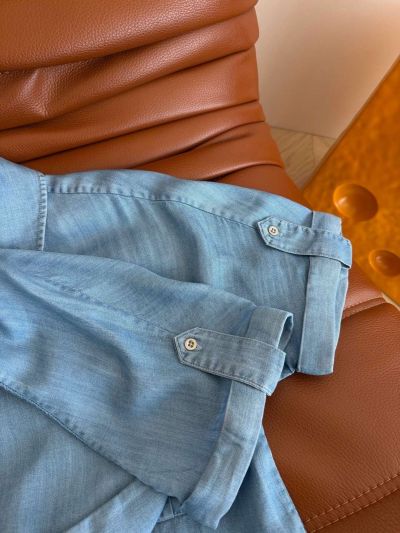 Miu Miu Embroidered Denim Shirt in Light Blue