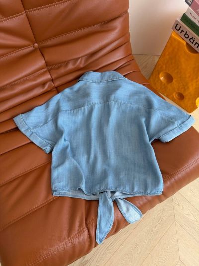 Miu Miu Embroidered Denim Shirt in Light Blue