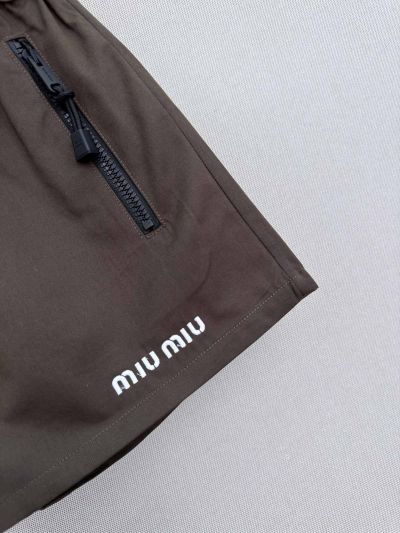 Miu Miu Embroidered Drawstring Pants in Brown