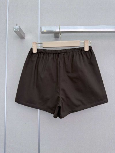 Miu Miu Embroidered Drawstring Pants in Brown
