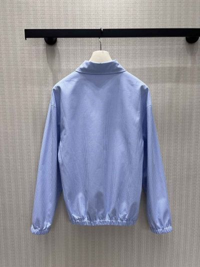 Miu Miu Embroidered Long Sleeve Coat in Light Blue