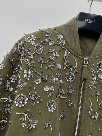 Miu Miu Embroidered Monogram Jacket in Olive