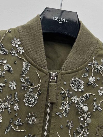 Miu Miu Embroidered Monogram Jacket in Olive