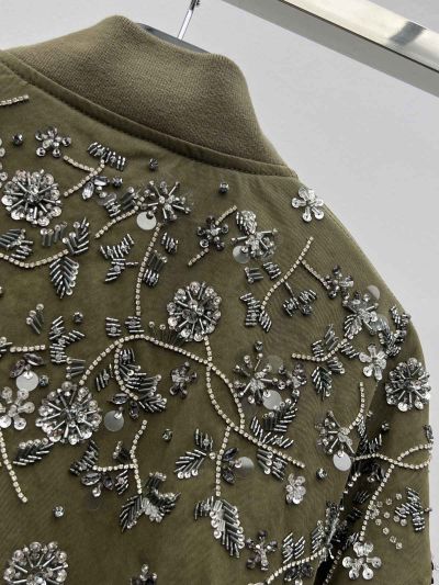 Miu Miu Embroidered Monogram Jacket in Olive
