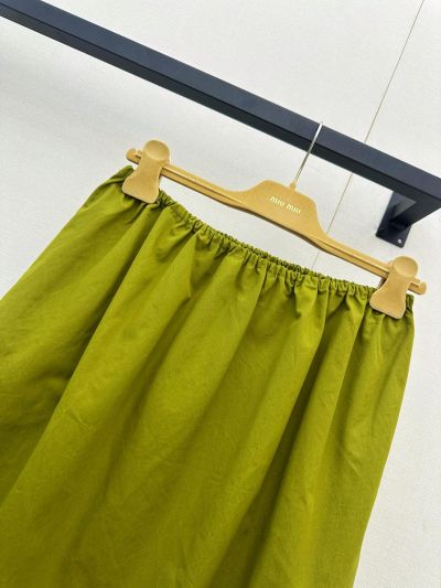 Miu Miu Embroidered Pleated Skirt in Green