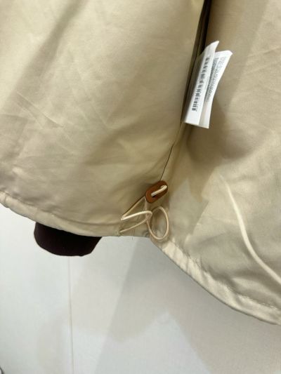 Miu Miu Hooded Leather Coat in Beige