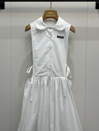Miu Miu Lace Sweetheart Neck Dress in White