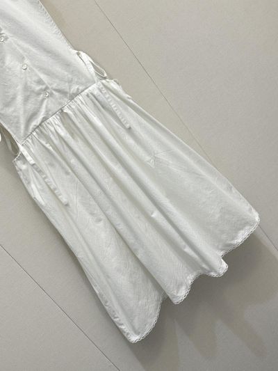 Miu Miu Lace Sweetheart Neck Dress in White