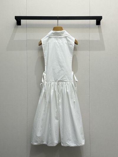 Miu Miu Lace Sweetheart Neck Dress in White