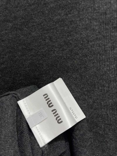 Miu Miu Long Sleeve Beaded Knit Top in Navy