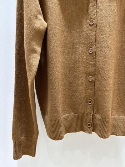 Miu Miu Long Sleeve Button-Front Cardigan in Brown and Blue