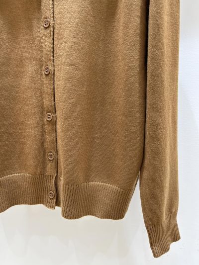 Miu Miu Long Sleeve Button-Front Cardigan in Brown and Blue