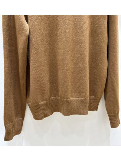 Miu Miu Long Sleeve Button-Front Cardigan in Brown and Blue