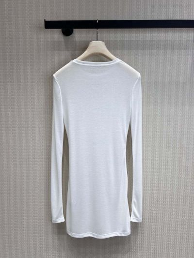 Miu Miu Long Sleeve Crew Neck T-Shirt in White