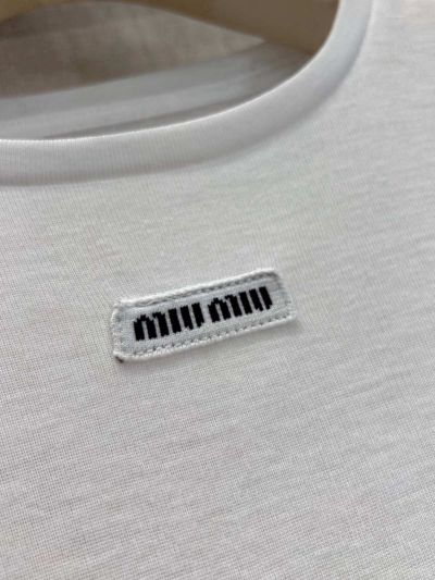Miu Miu Long Sleeve Crew Neck T-Shirt in White
