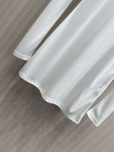 Miu Miu Long Sleeve Crew Neck T-Shirt in White
