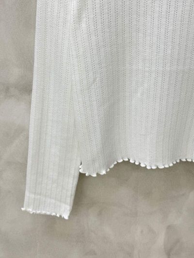 Miu Miu Long Sleeve Striped Pants in White