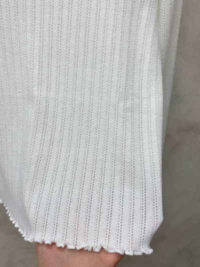 Miu Miu Long Sleeve Striped Pants in White
