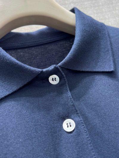 Miu Miu Long Sleeve Striped Shirt in Navy and Grey