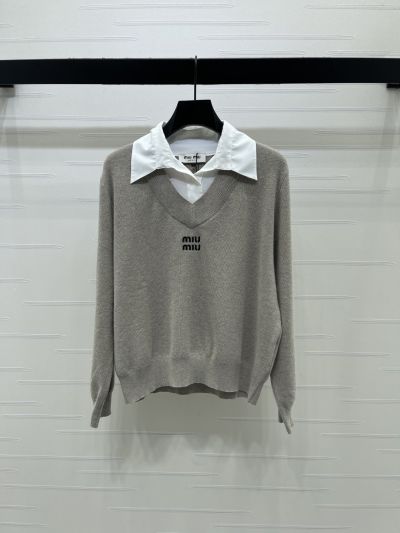 Miu Miu Long Sleeve Striped Sweater