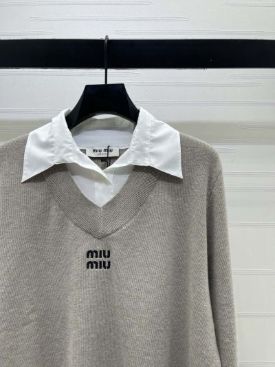 Miu Miu Long Sleeve Striped Sweater