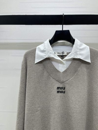 Miu Miu Long Sleeve Striped Sweater