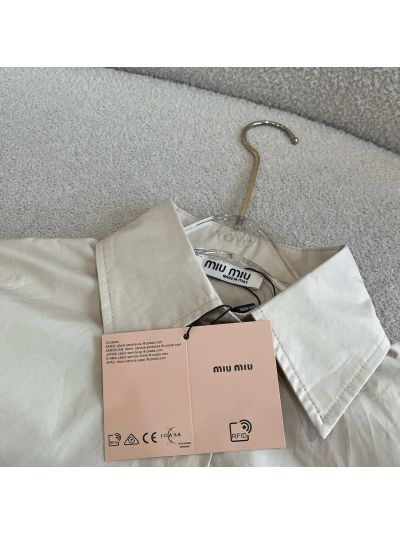 Miu Miu Midi Embroidered Skirt in Beige