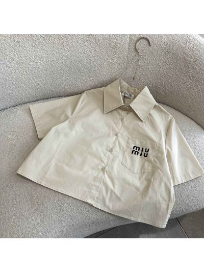 Miu Miu Midi Embroidered Skirt in Beige